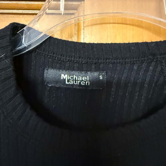 Michael Lauren NWT Black Ribbed Long Sleeve Top - Picture 2 of 6